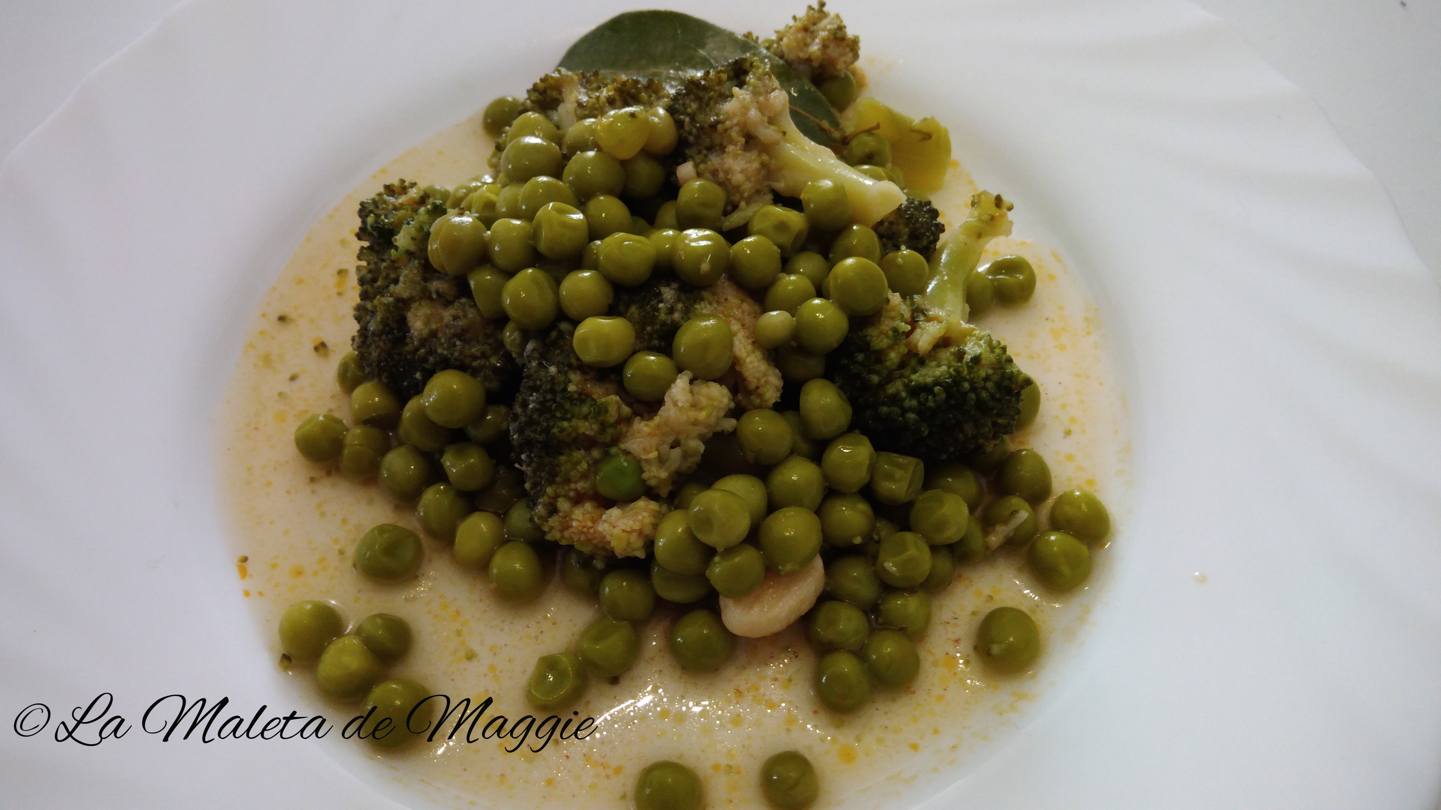 Brócoli y guisantes en escabeche