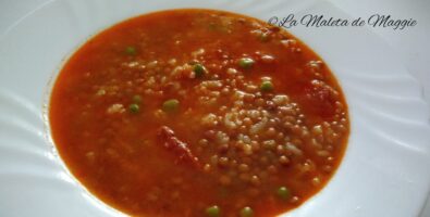 lentejas con arroz y guisantes