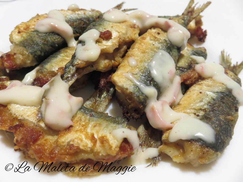 Sardinas rellenas de jamón y salsa bechamel