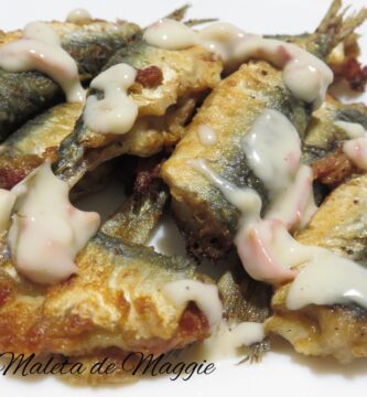 Sardinas rellenas de jamón y salsa bechamel