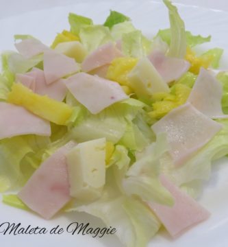 ensalada de lechuga y jamón york