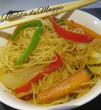 Fideos de arroz con verduras