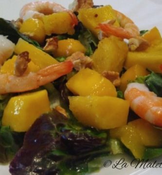 ensalada de mango y langostinos