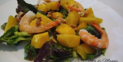 ensalada de mango y langostinos