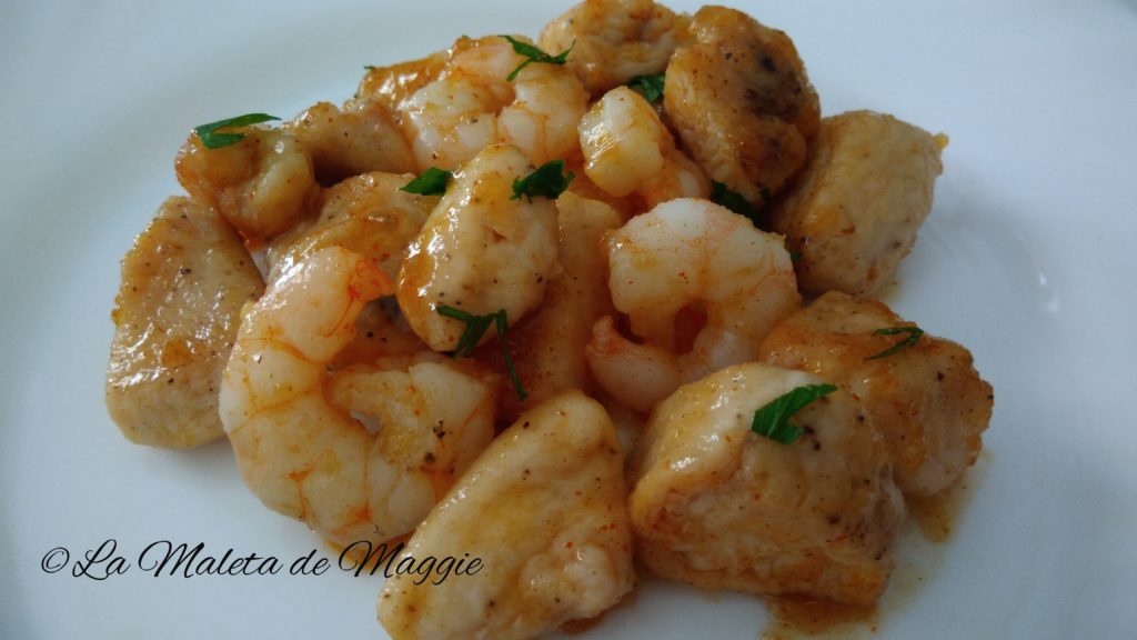 Pollo con gambas al estilo chino