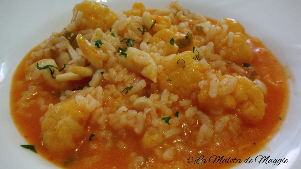 Arroz caldoso con sepia y coliflor