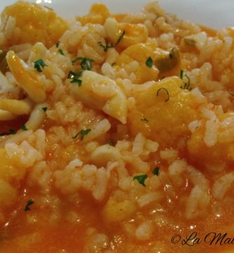 Arroz caldoso con sepia y coliflor