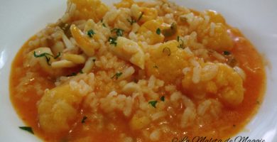 Arroz caldoso con sepia y coliflor