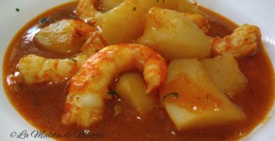 Guiso de patatas y gambas