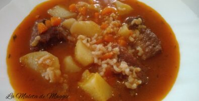 Guiso de patatas con arroz y cortillas