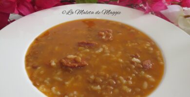 Lentejas con chorizo y arroz