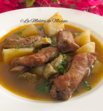 Guiso de patata, alcachofas y costillas