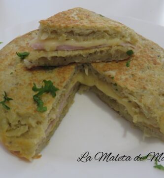 tortilla de patata rellena con jamón y queso