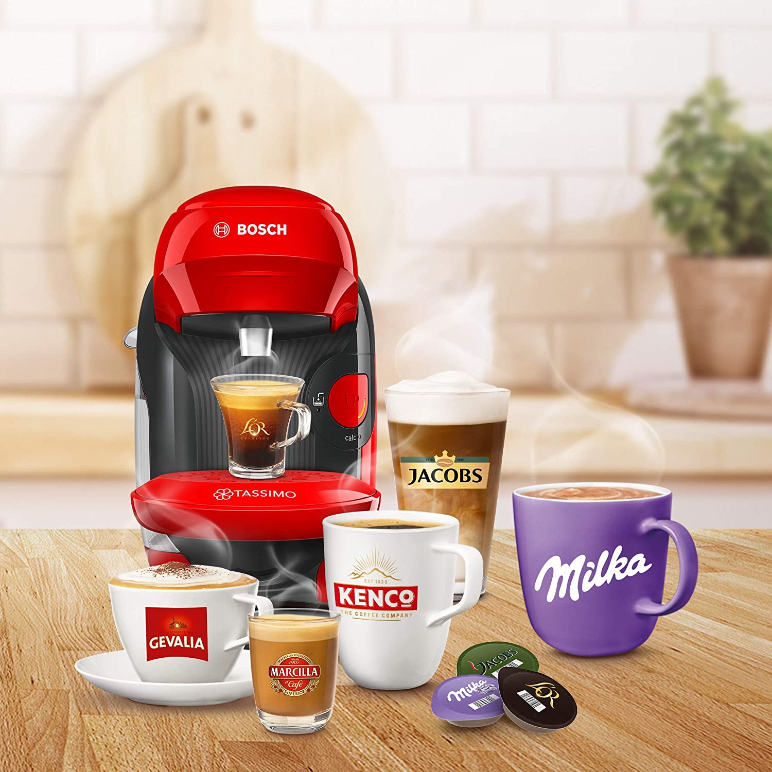 🔴 Bosch Hogar TASSIMO Style, Cafetera de Cápsulas, Compacta, Rojo