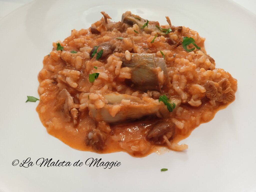 arroz caldoso con alcachofas