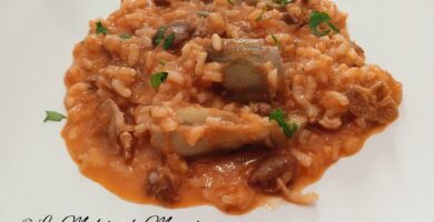 arroz caldoso con alcachofas