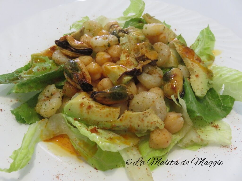 ensalada de garbanzos y mejillones