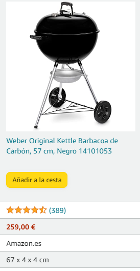 Combustible Weber original kettle 