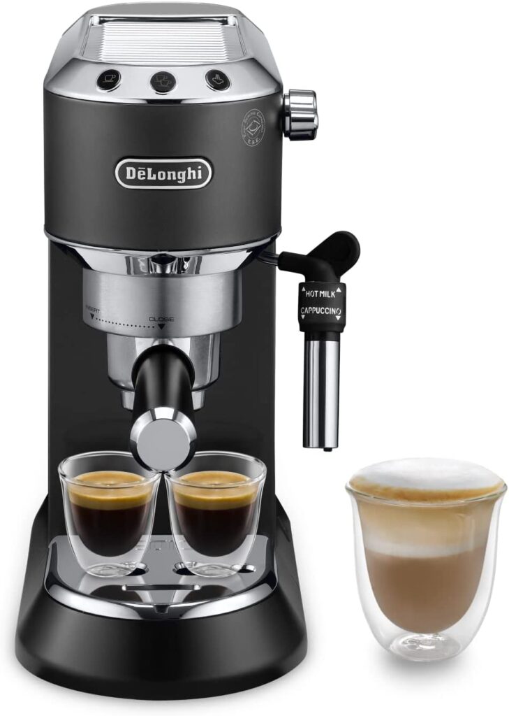 Delonghi-Dedica-Cafetera-de-Bomba-de-Acero-Inoxidable-para-Cafe-Molido-o-Monodosis