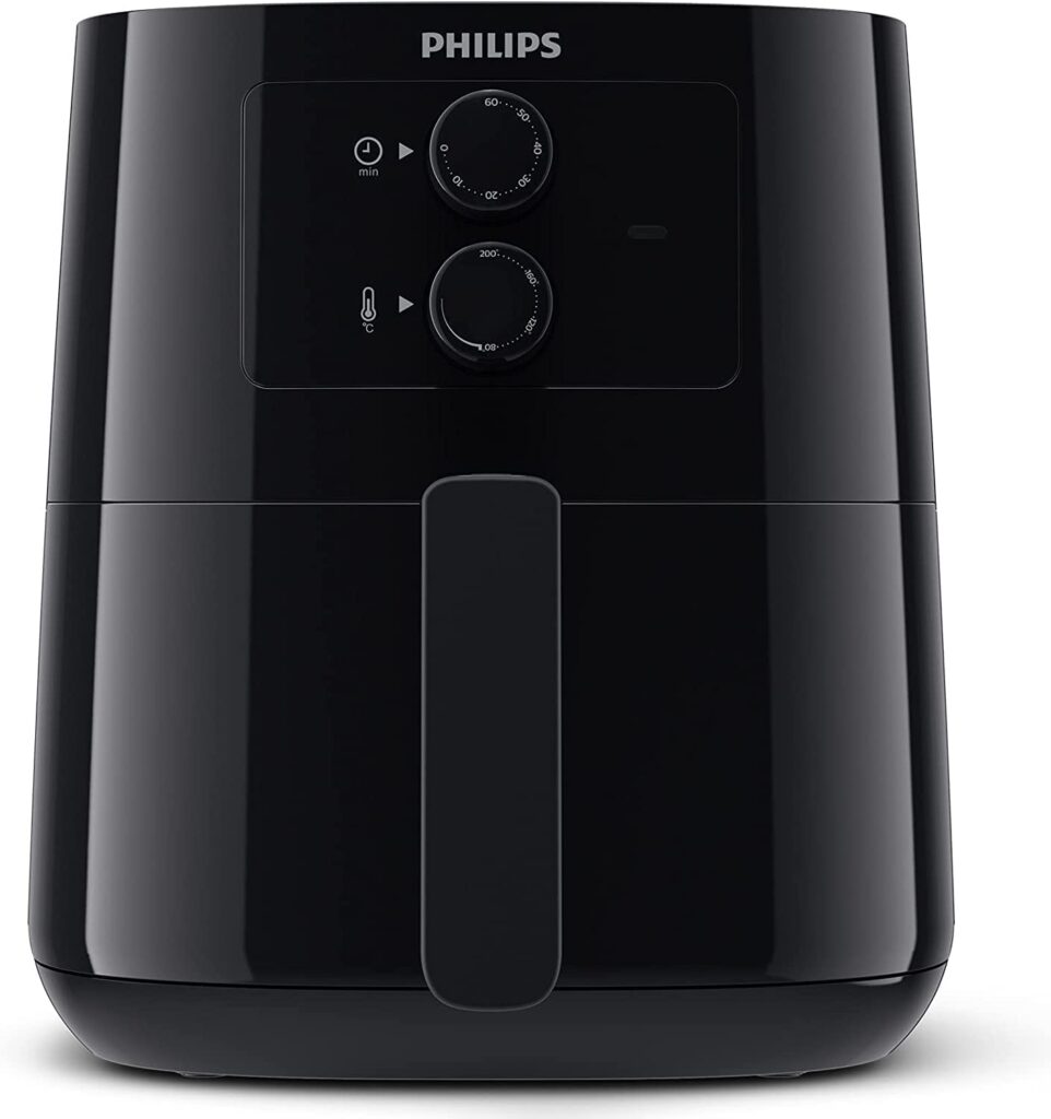 Función especial	Temporizador Dimensiones del producto	9P. x 11W x 15H centímetros Color	Negro Capacidad	4.1 Litros Peso del producto	4.5 Kilogramos Marca	Philips Domestic Appliances Nombre del modelo	Philips Essential Airfryer