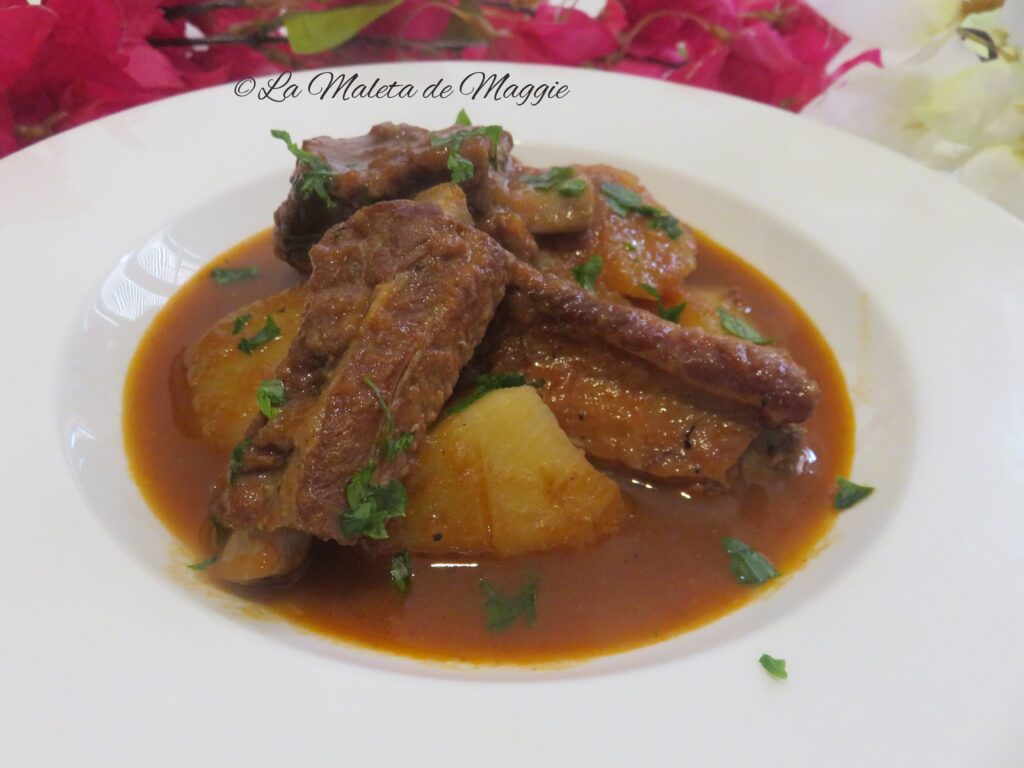 guiso de patatas con costillas y chocolate