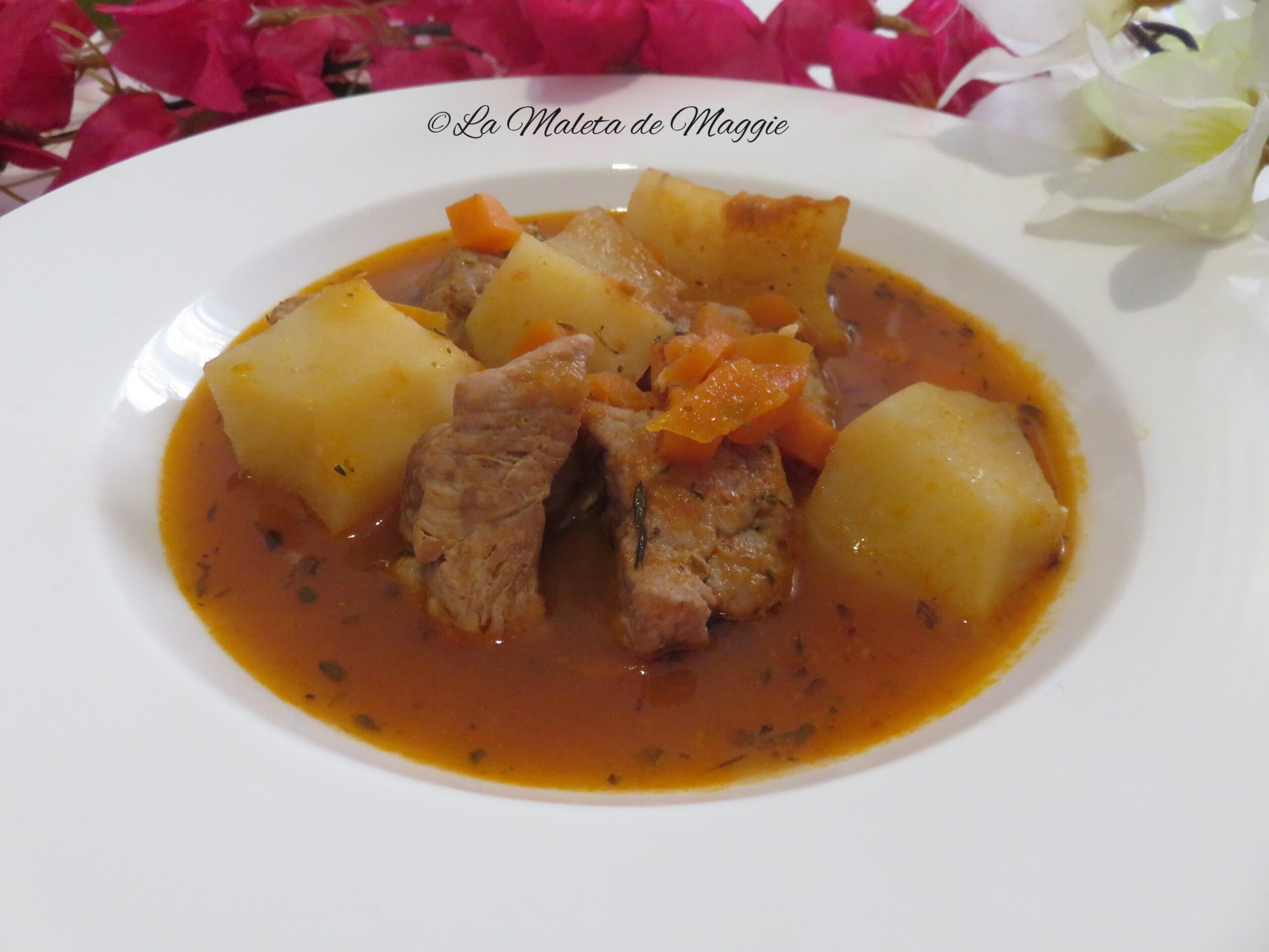 guiso de carne al vino tinto y hierbas