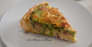Quiche de brocoli, champiñones y bacon